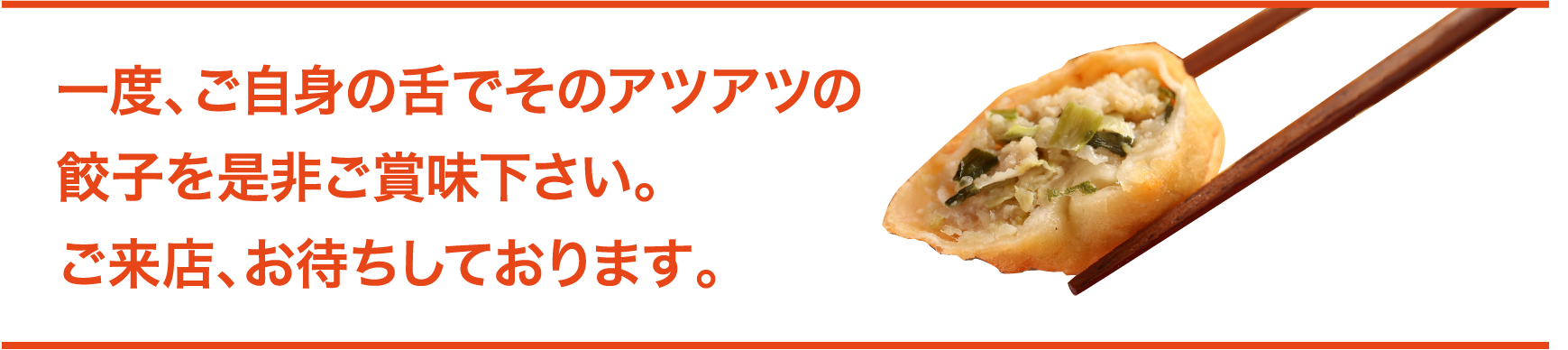 一度ご自身の下で熱々の餃子をぜひご賞味ください。ご来店お待ちしております。